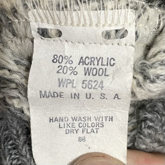 PSL Collection Fair Isle Sweater Size M Gray Collared Quarter Button Vintage 80s - Picture 6 of 6